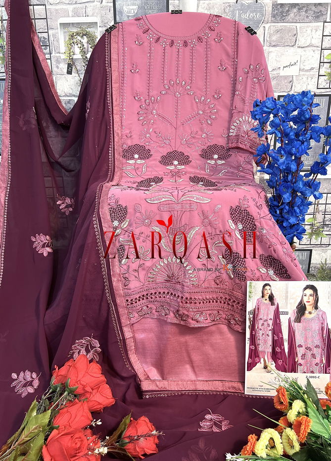 Z 3095 Zarqash Embroidery Georgette Pakistani Suits Exporters In India